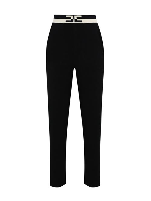 Pantalone jogger in maglia di viscosa nero/burro Elisabetta Franchi | KP62S46E2685